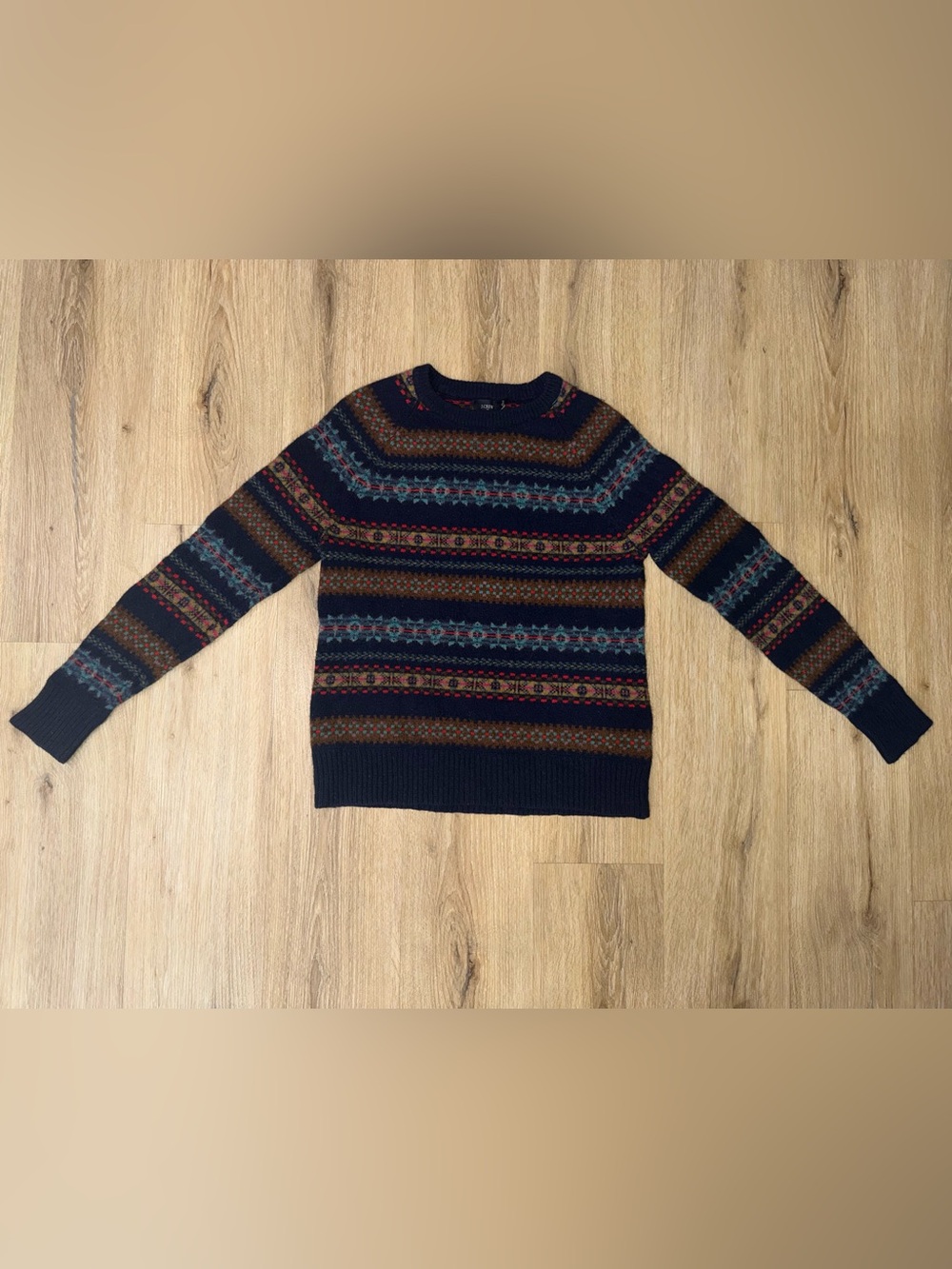 J.CREW 100% Lambs Wool Fair Isle Crewneck Pullover Sweater Women’s M *See Flaw*